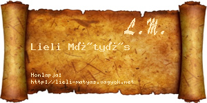 Lieli Mátyás névjegykártya