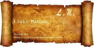 Lieli Mátyás névjegykártya